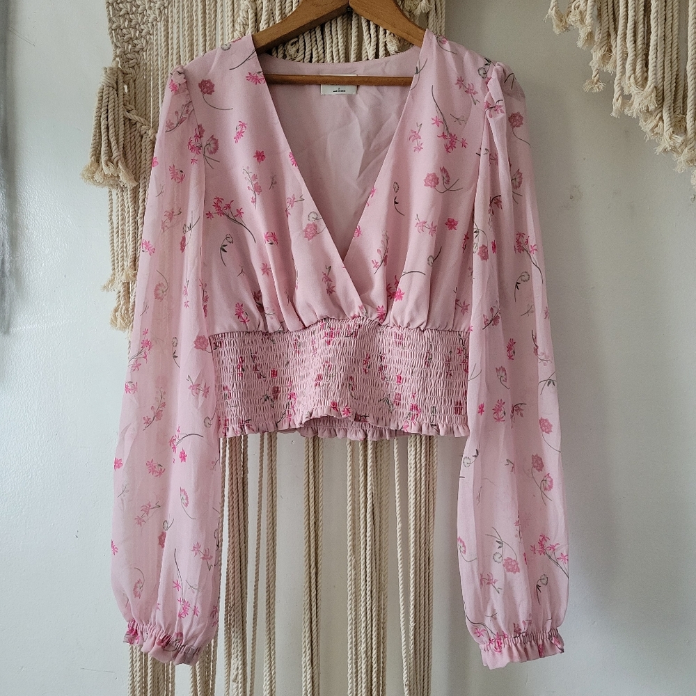 Aritzia Wilfred Small Wistful Blouse Floral Pink